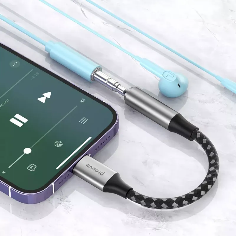 Перехідник Proove AUX SoundMesh 3.5mm(mini-jack) to Lightning, Gray, ACSM00005101
