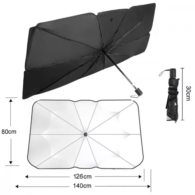 Солнцезащитный зонт для автомобиля SunShield 126*140*80cm, Black (57232)