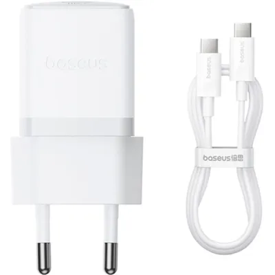 Мережевий зарядний пристрій Baseus Palm Fast Charger 1C 30W EU + Mini Cable Type-C to Type-C 60W 20V/3A 1 м Moon White (P10111605213-01)