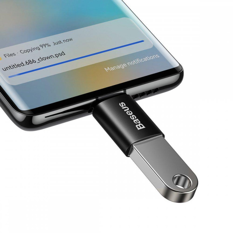 Переходник Baseus Ingenuity Mini OTG Type-C на USB 3.1, черный, ZJJQ000101