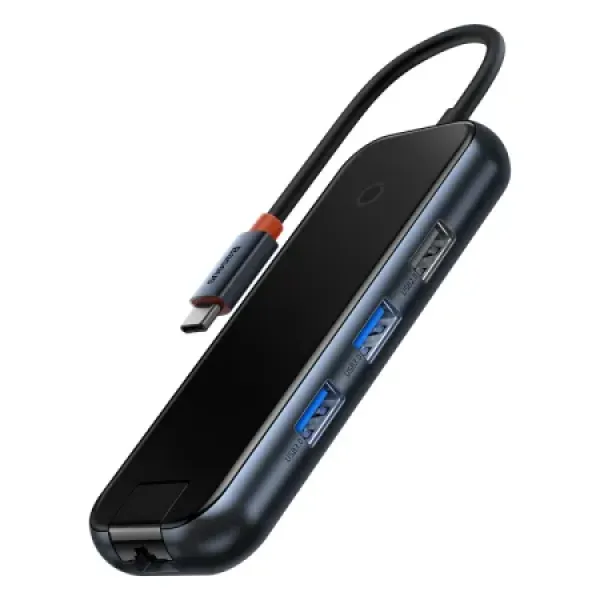 USB-хаб Baseus 5-в-1 AcmeJoy с 5 портами, адаптер Type-C к USB 3.0*2, USB 2.0*1, Type-C*1, RJ45, серый