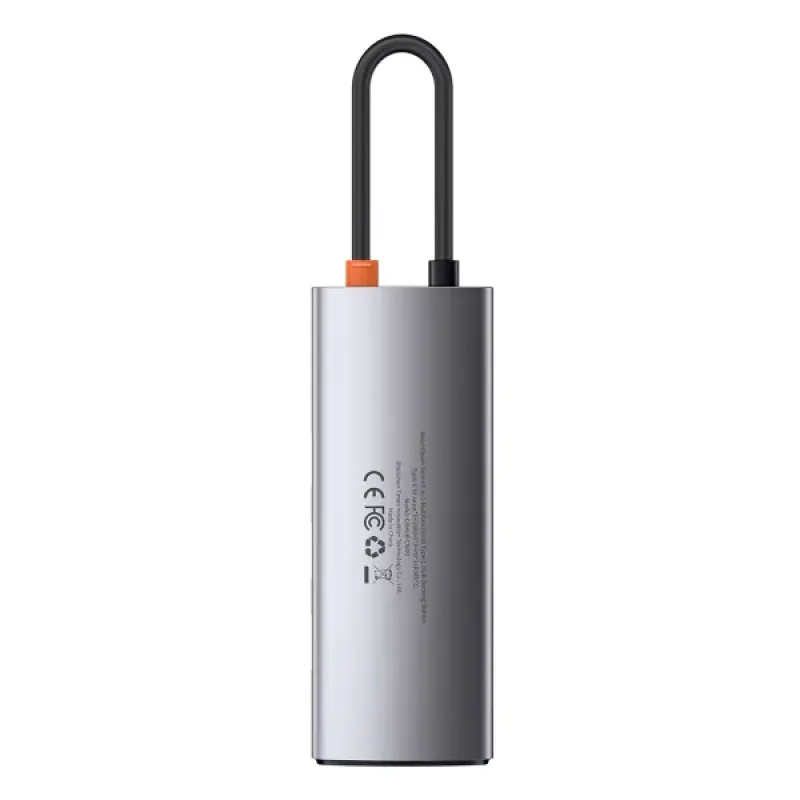 USB-хаб Baseus 6-в-1 Metal Gleam с 6 портами: Type-C, USB 3.0*3, Type-C (PD)*1, 4K HDMI, RJ45, серый (CAHUB-CW0G)
