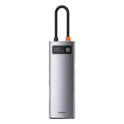 USB-хаб Baseus 8in1 Metal Gleam 8-Port Type-C HUB Adapter Type-C to USB3.0*3, Type-C(PD)*1, 4KHDMI, RJ45, TF, SD Сірий (CAHUB-CV0G)