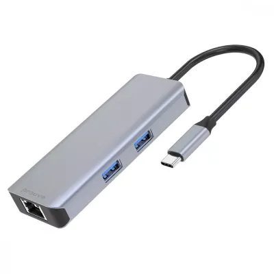 USB-Хаб Proove Iron Link 6in1 2*USB3.0 + SD/TF + RJ45 + HDMI Silver (HBI700010004)