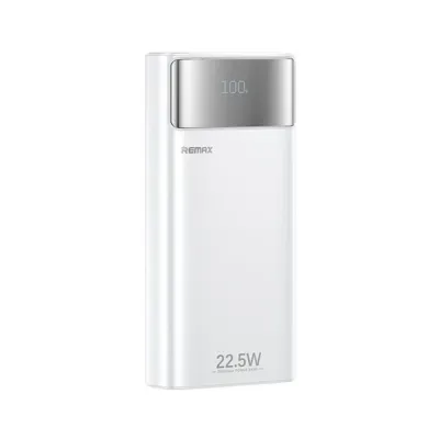 Power bank Remax FC-12 20000mAh 22.5W PD+QC + кабель Type-C/ Lightning, с фонариком, белый