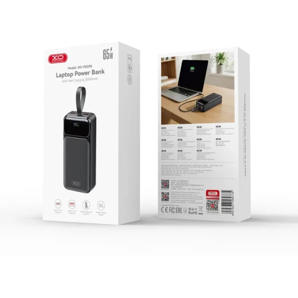 Портативна батарея XO PR298 30000 mAh 65W PD/QC2.0/QC3.0 Black
