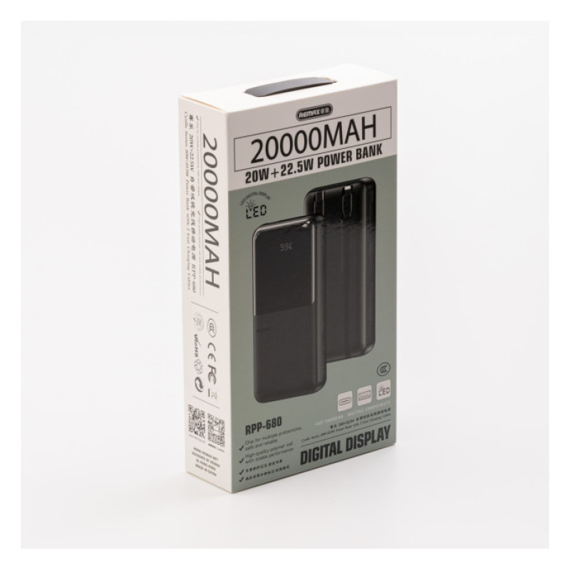 Портативная батарея REMAX RPP-680 QC+PD 20000 mAh 22.5W