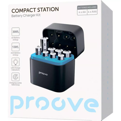З/устройство аккумуляторов AA/AAA Proove Compact Station 8 шт. (4xAAA + 4xAA) Black (RBCS00000001)