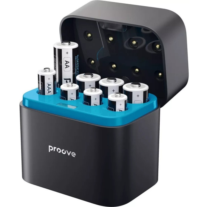 З/устройство аккумуляторов AA/AAA Proove Compact Station 8 шт. (4xAAA + 4xAA) Black (RBCS00000001)