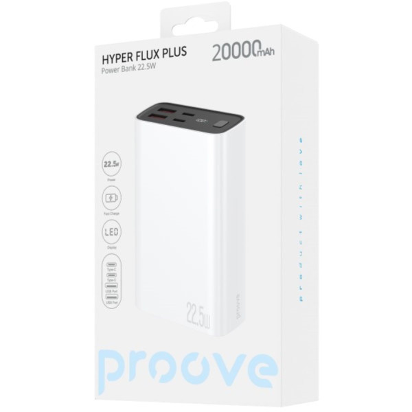 Батарея мобільна Proove Hyper Flux Plus 22.5W 20000mAh white (PBF222120002)