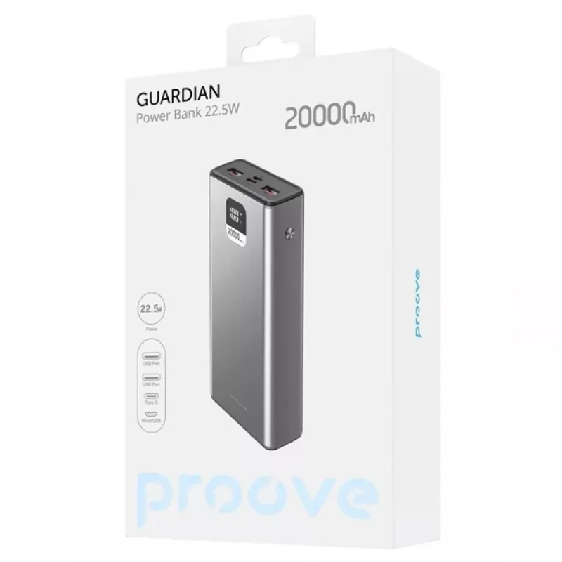Батарея мобильная Proove Guardian 22.5W 20000mAh metal gray (PBG222210004)