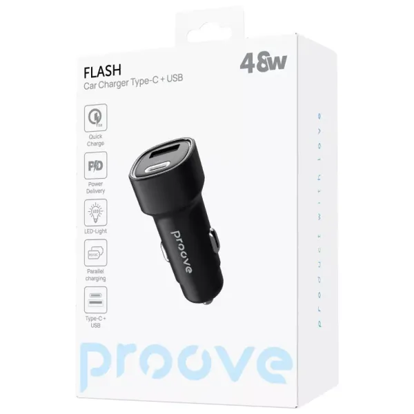 АЗП Proove Flash 48W (Type-C + USB) Black (CCFL48111201)