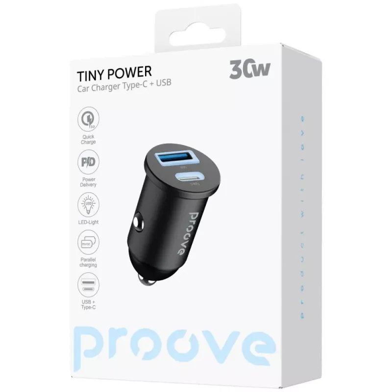 АЗП Proove Tiny Power 30 Вт (Type-C + USB) чёрный (ACTP30111201)