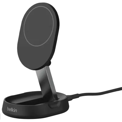Зарядное устройство Belkin 15 Вт Magnetic Stand Qi2, адаптер 20 Вт USB-C, черный (WIA008VFBK)