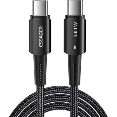 Кабель ESSAGER Sunset USB-C to USB-C PD 100W 5A 1m Black (EXCTT1-CG01)