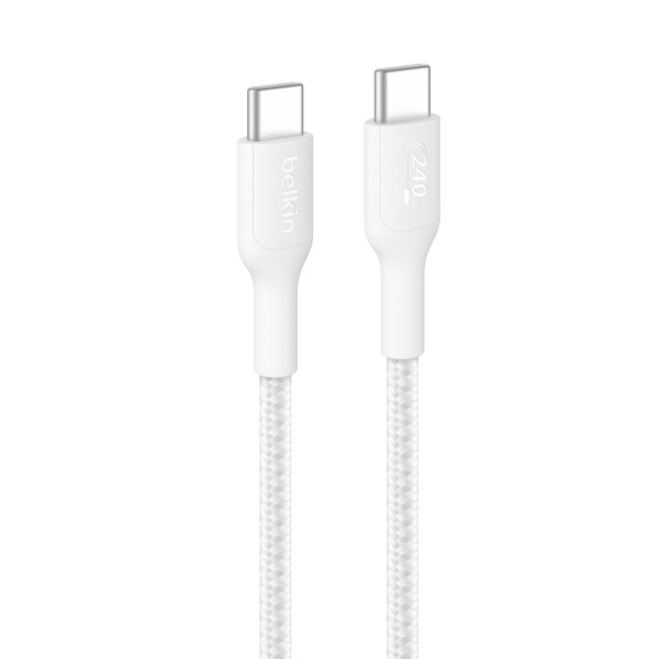 Кабель Belkin Type-C - Type-C 240W плетений 1м, White (CAB025HQ1MWH)