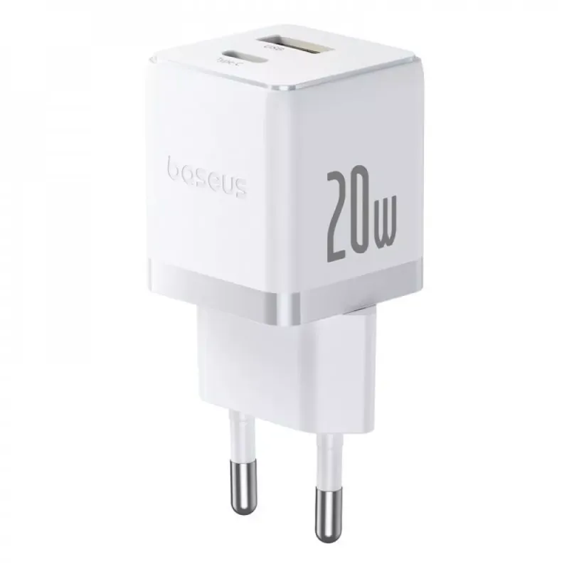 МЗП Baseus Palm Fast Charger 20W + Кабель Type-C to Type-C 60W White