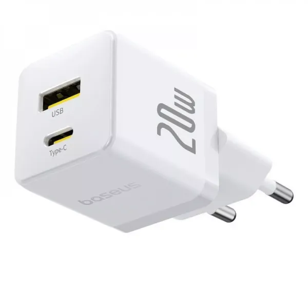МЗП Baseus Palm Fast Charger 20W + Кабель Type-C to Type-C 60W White