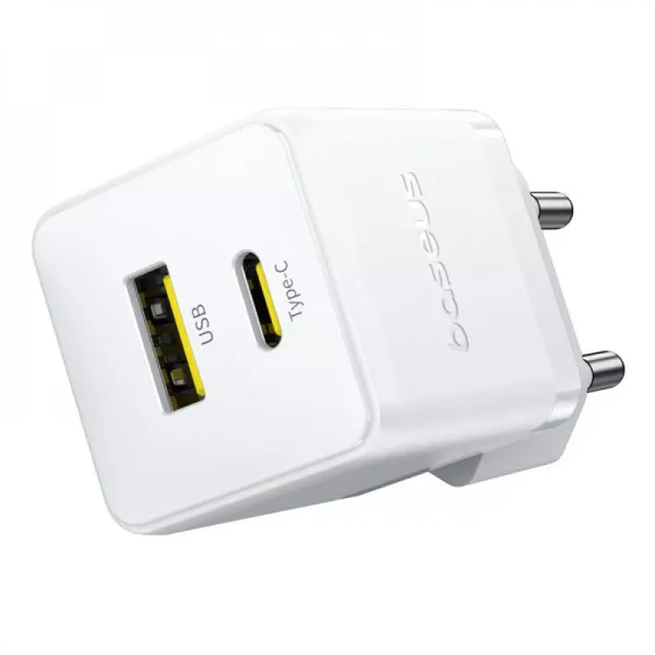 МЗП Baseus Palm Fast Charger 20W + Кабель Type-C to Type-C 60W White