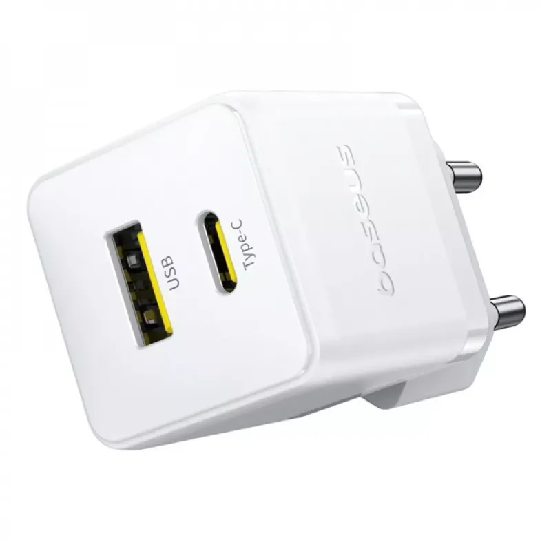 МЗП Baseus Palm Fast Charger 20W + Кабель Type-C to Type-C 60W White