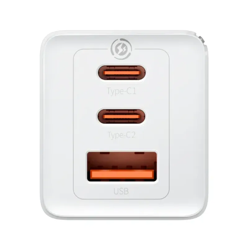 Зарядное устройство Baseus GaN5 Pro 65 Вт PD3.0+QC4.0, 2 разъема Type-C + USB, кабель 1 м, Type-C — Type-C, 100 Вт