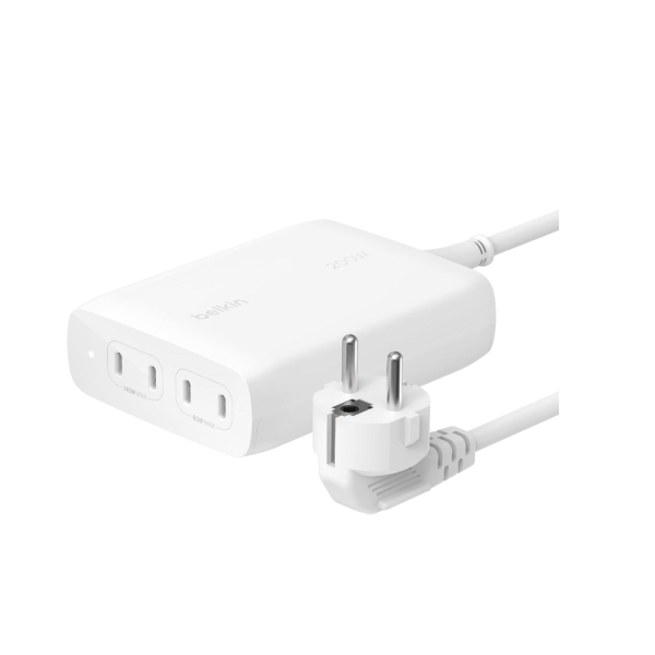 Зарядний пристрій мережевий Belkin 200Вт 4хUSB-С White (WCH015VFWH)