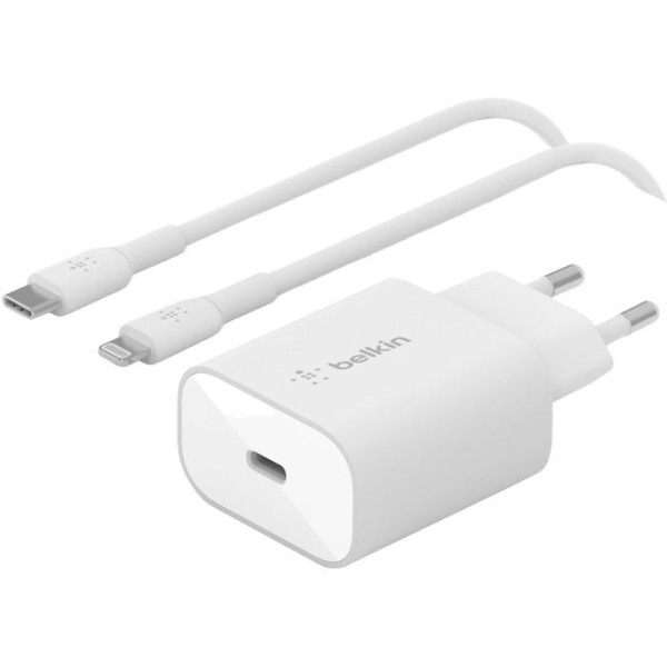 Сетевое зарядное устройство Belkin USB-C 25 Вт PD PPS + кабель USB-C–Lightning 1 м (WCA004VF1MWH-B5)
