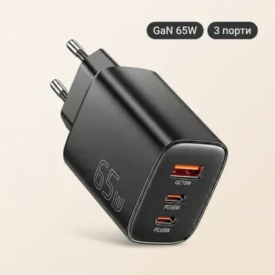 Зарядное устройство для Essager GaN 65W 2xUSB-C+USB-A, PD3.0/QC3.0 (ECT65W-YBB01-Z)