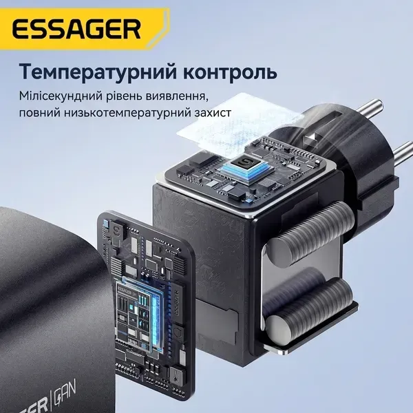 Зарядное устройство для Essager GaN 65W 2xUSB-C+USB-A, PD3.0/QC3.0 (ECT65W-YBB01-Z)