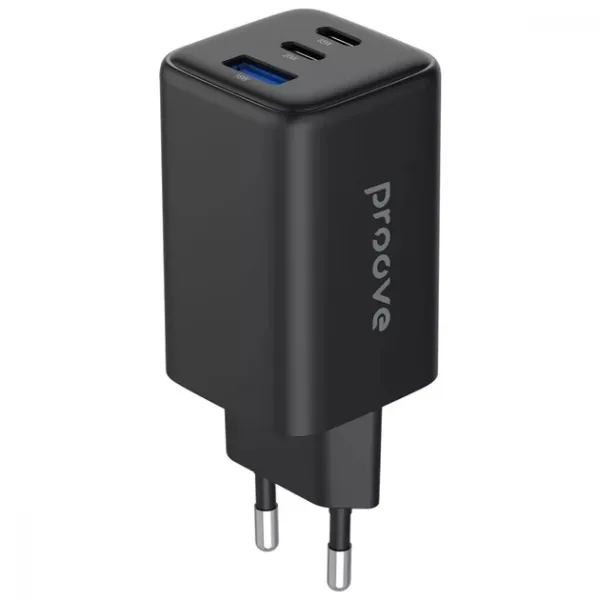 Зарядний пристрій Proove WCPG65121201 Pocket GaN 65W з 2×Type-C та USB, QC 4.0+ та PD 3.0 Black