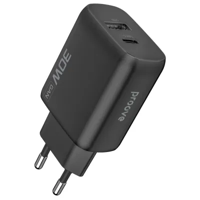 Мережевий зарядний пристрій Proove Silicone Power 2 30W Type-C + USB Black (WCSP23110001)