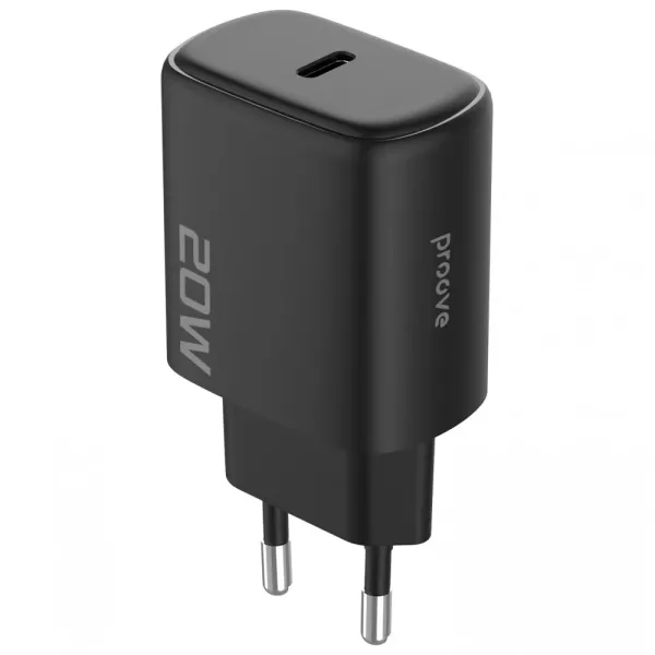 Зарядное устройство Proove Silicone Power 2 20 Вт (Type-C) + кабель Type-C — Lightning (1 м), черный (WCSP22010001)