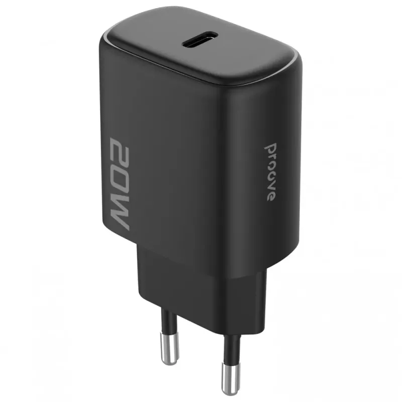 Зарядное устройство Proove Silicone Power 2 20 Вт (Type-C) + кабель Type-C — Lightning (1 м), черный (WCSP22010001)