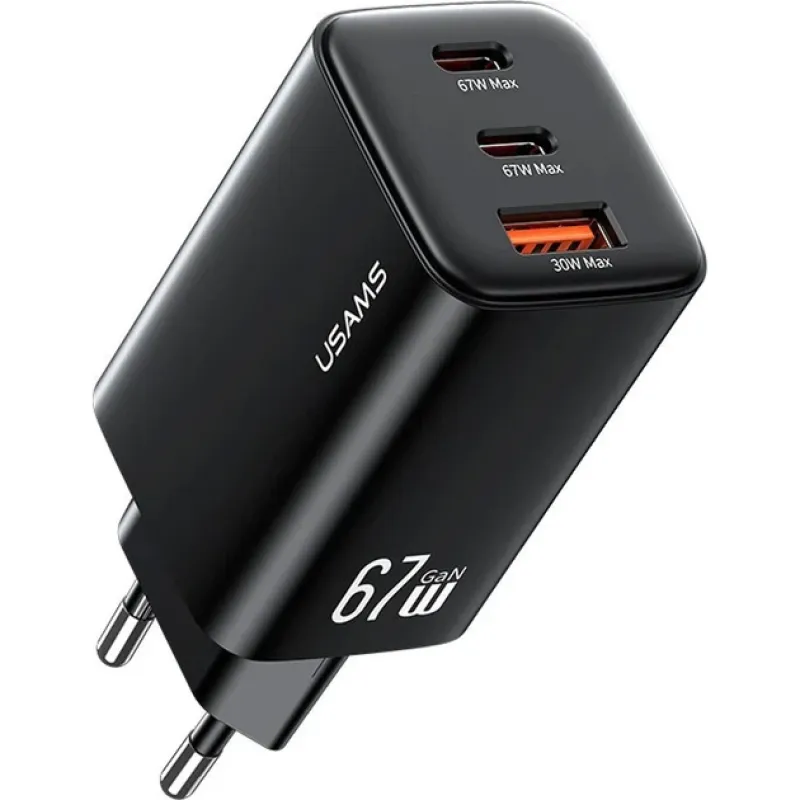 Мережевий зарядний пристрій Usams CC265 GaN 67W Black