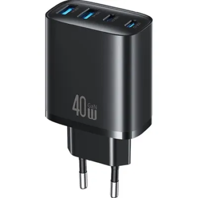 Сетевое зарядное устройство для Usams US-CC330 T70 2хUSB-A + 2хUSB-С 40W GaN Fast Charger Black (CC330TC01)