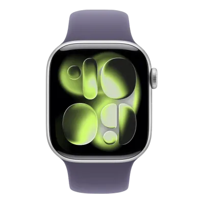 Apple Watch Series 11 GPS 46mm Silver Aluminium Case with Purple Fog Sport Band - M/L (MEVA4)