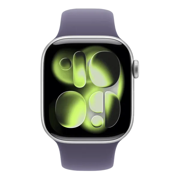 Apple Watch Series 11 GPS 46mm Silver Aluminium Case with Purple Fog Sport Band - M/L (MEVA4)