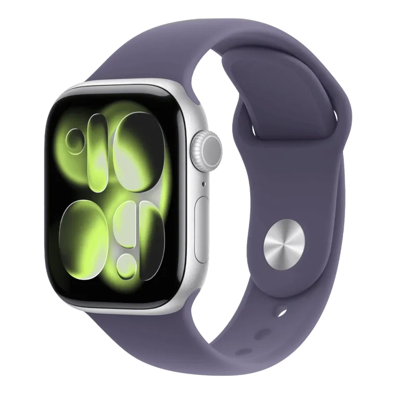 Apple Watch Series 11 GPS 46mm Silver Aluminium Case with Purple Fog Sport Band - M/L (MEVA4)