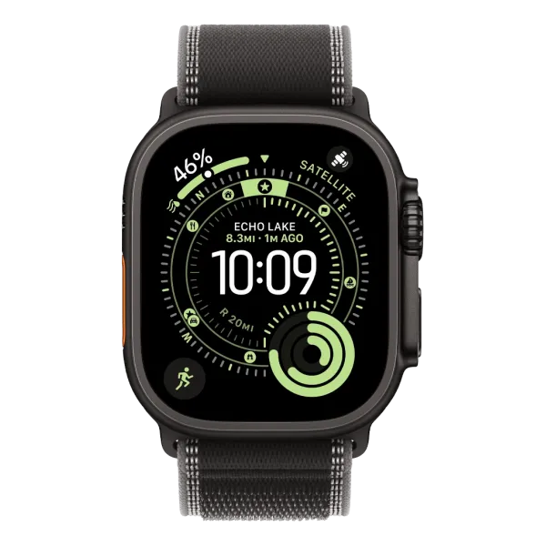 Apple Watch Ultra 3 GPS + Cellular 49mm Black Titanium Case with Black/Charcoal Trail Loop - M/L (MF1H4)