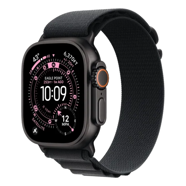 Apple Watch Ultra 3 с GPS и сотовой связью, 49 мм, корпус из черного титана с черным ремешком Alpine Loop — большой размер (MF0X4)