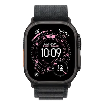 Apple Watch Ultra 3 GPS + Cellular 49mm Black Titanium Case with Black Alpine Loop - Medium (MF0V4)