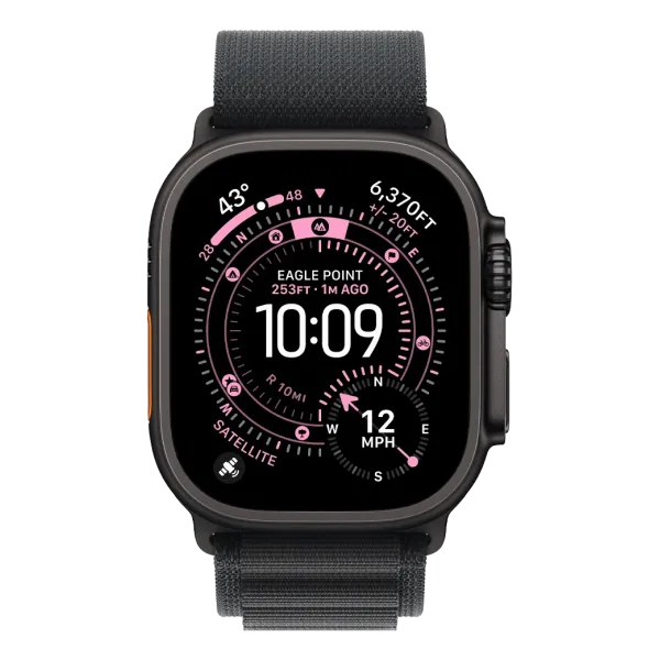 Apple Watch Ultra 3 GPS + Cellular 49mm Black Titanium Case with Black Alpine Loop - Medium (MF0V4)