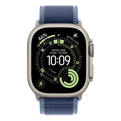 Apple Watch Ultra 3 GPS + Cellular 49mm Natural Titanium Case with Blue/Bright Blue Trail Loop - M/L (MEWU4)