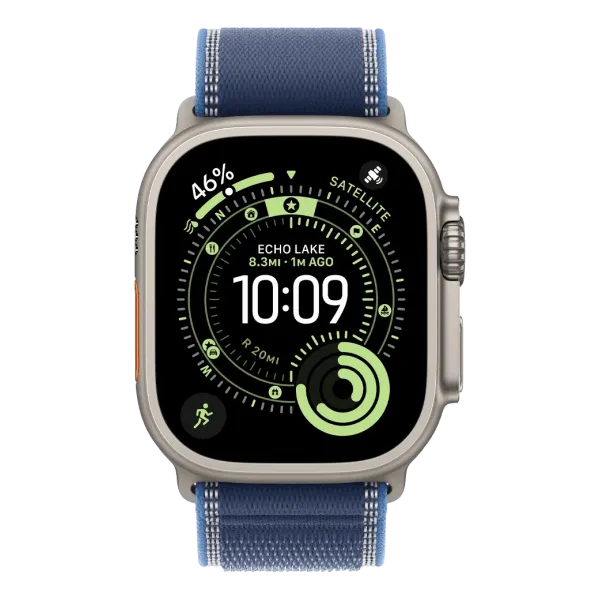 Apple Watch Ultra 3 GPS + Cellular 49mm Natural Titanium Case with Blue/Bright Blue Trail Loop - M/L (MEWU4)
