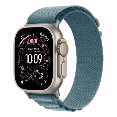 Apple Watch Ultra 3 GPS + Cellular 49mm Natural Titanium Case with Light Blue Alpine Loop - Medium (MEWM4)