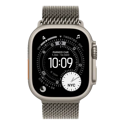 Apple Watch Ultra 3 GPS + Cellular 49mm Natural Titanium Case with Natural Titanium Milanese Loop - Large (MJAA4QI/A)