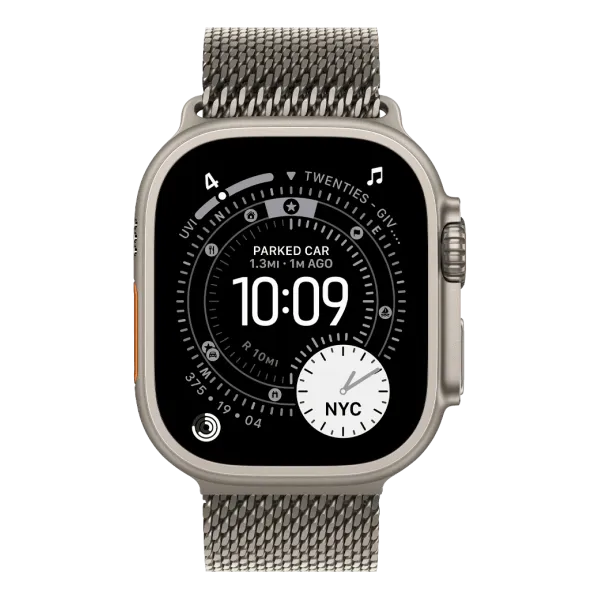 Apple Watch Ultra 3 GPS + Cellular 49mm Natural Titanium Case with Natural Titanium Milanese Loop - Large (MJAA4QI/A)