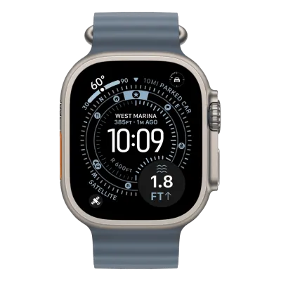 Apple Watch Ultra 3 GPS + Cellular 49mm Natural Titanium Case with Anchor Blue Ocean Band (MEWH4)