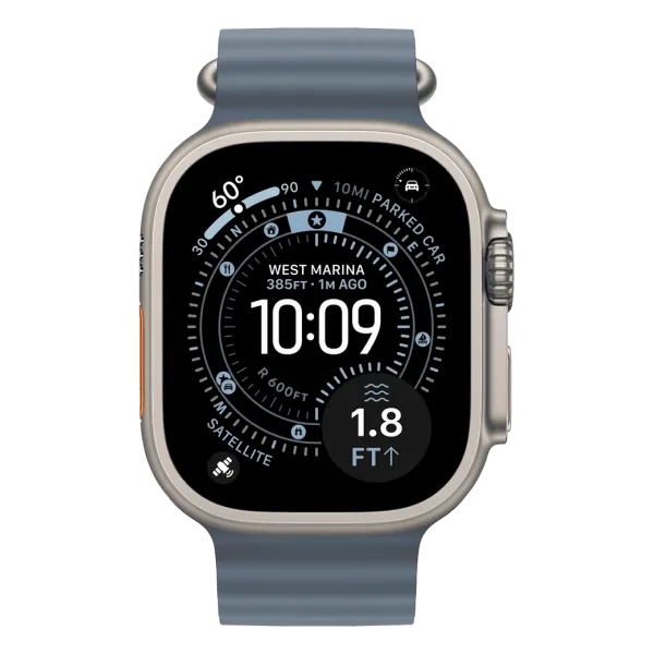 Apple Watch Ultra 3 GPS + Cellular 49mm Natural Titanium Case with Anchor Blue Ocean Band (MEWH4)