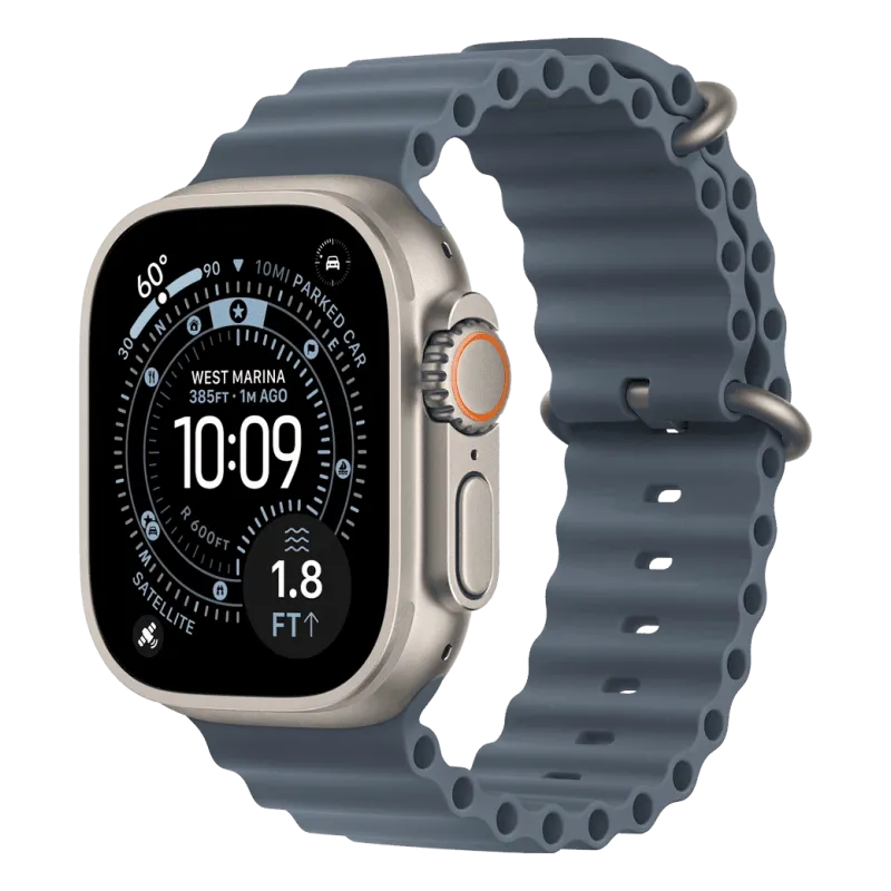 Apple Watch Ultra 3 GPS + Cellular 49mm Natural Titanium Case with Anchor Blue Ocean Band (MEWH4)